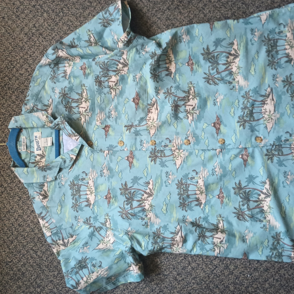 Duluth Trading Co Blue Casual Button Down Shirt